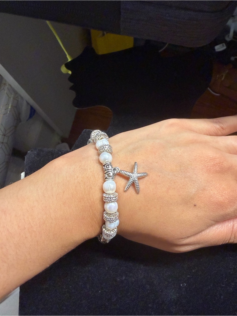 Starfish and Pearl Stretch Bracelet